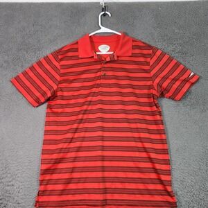 Grand Slam Polo Shirt Mens Large Red Striped Slim Fit Performance Golf Casual